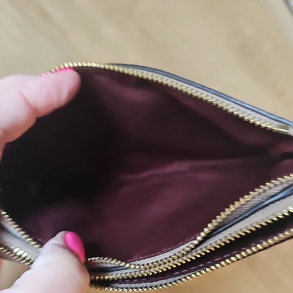 Coach Tan Pebbled Leather Wristlet
